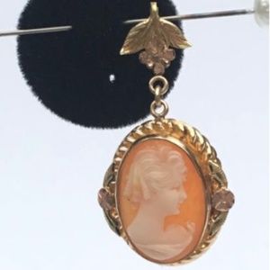 Vintage Cameo 10K Gold Pendant signed JJ White